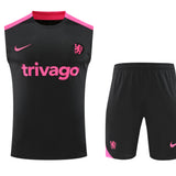 Kit de Treino Chelsea Nike 24/25 - Camisa e Bermuda- Preto e Rosa