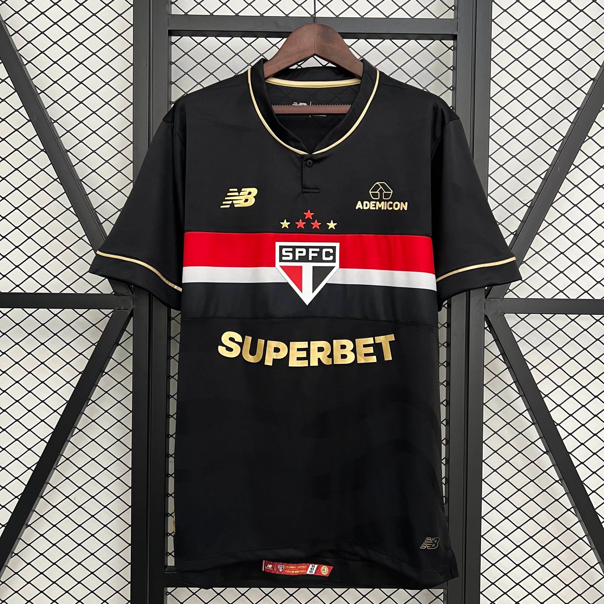 Camisa São Paulo III 25/26 s/n° Torcedor Comemorativa New Balance Masculino - Preto+Vermelho