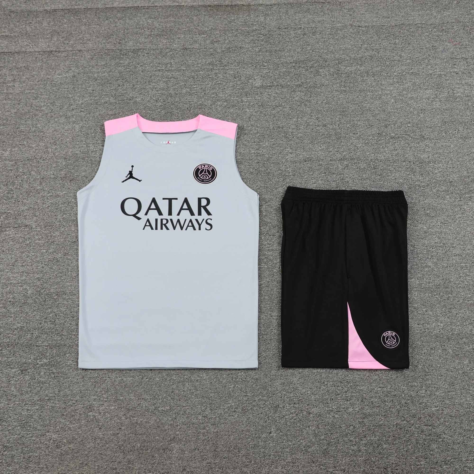 Kit de Treino PSG 24/25 Cinza Azulado e Preto