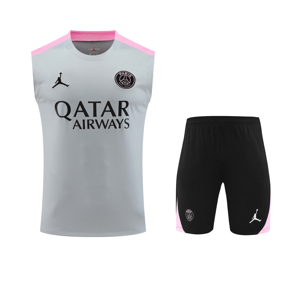 Kit de Treino PSG 24/25 Cinza Azulado e Preto