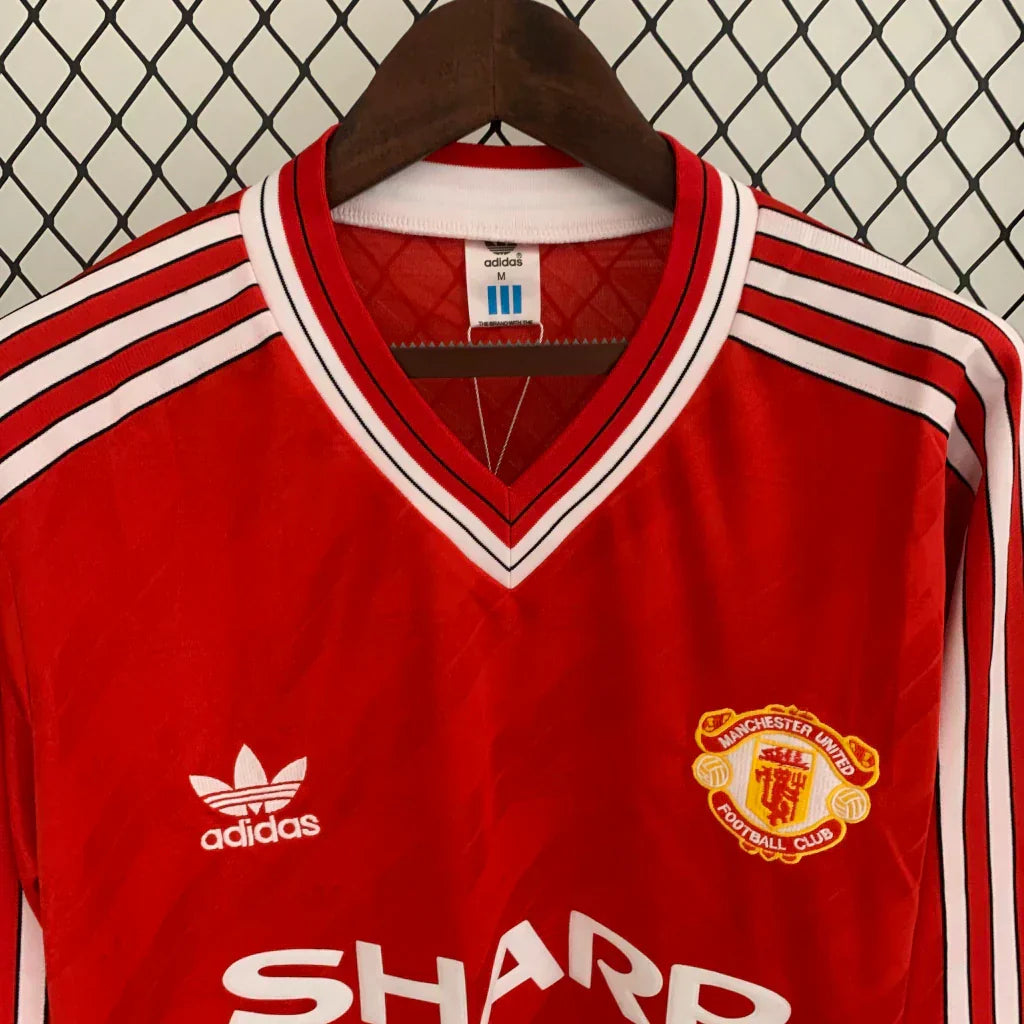 Camisa Manchester United 86/88 Home Manga Longa - Retrô Masculina