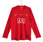 Camisa Manchester United  2007/08 Manga Longa - Versão Retrô Masculina - Vermelha