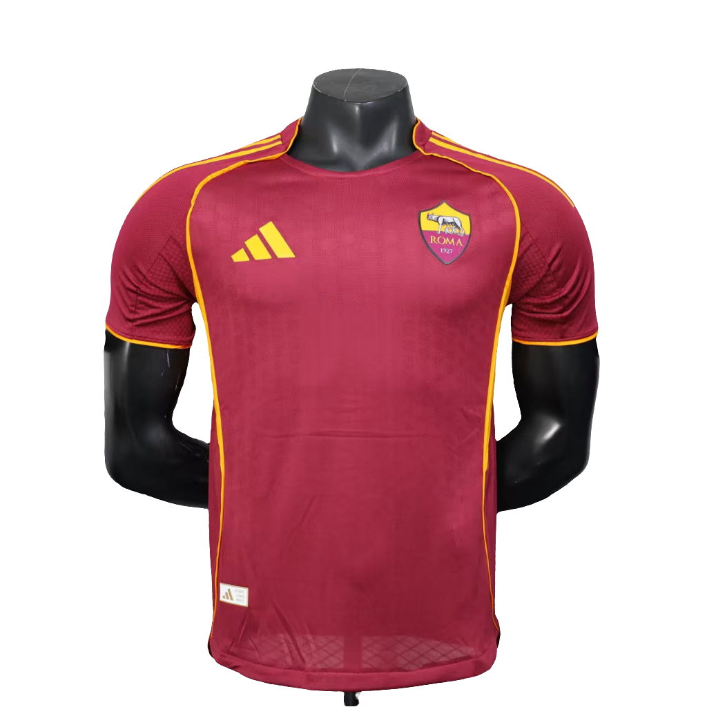 Camisa Adidas Roma I 25/26 s/n° Jogador Masculina - Bordô e Amarela