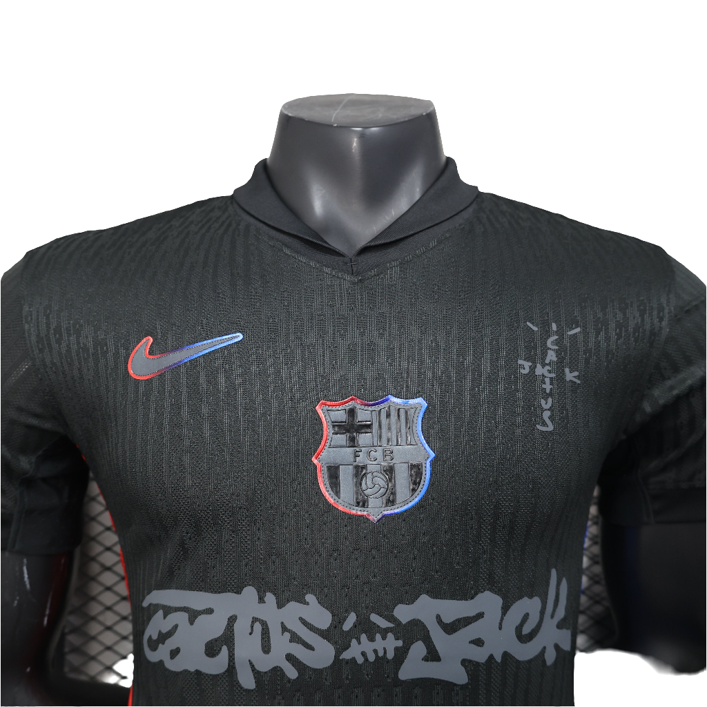 Camisa Barcelona x Travis Scott away 24/25 Versão jogador - Preta
