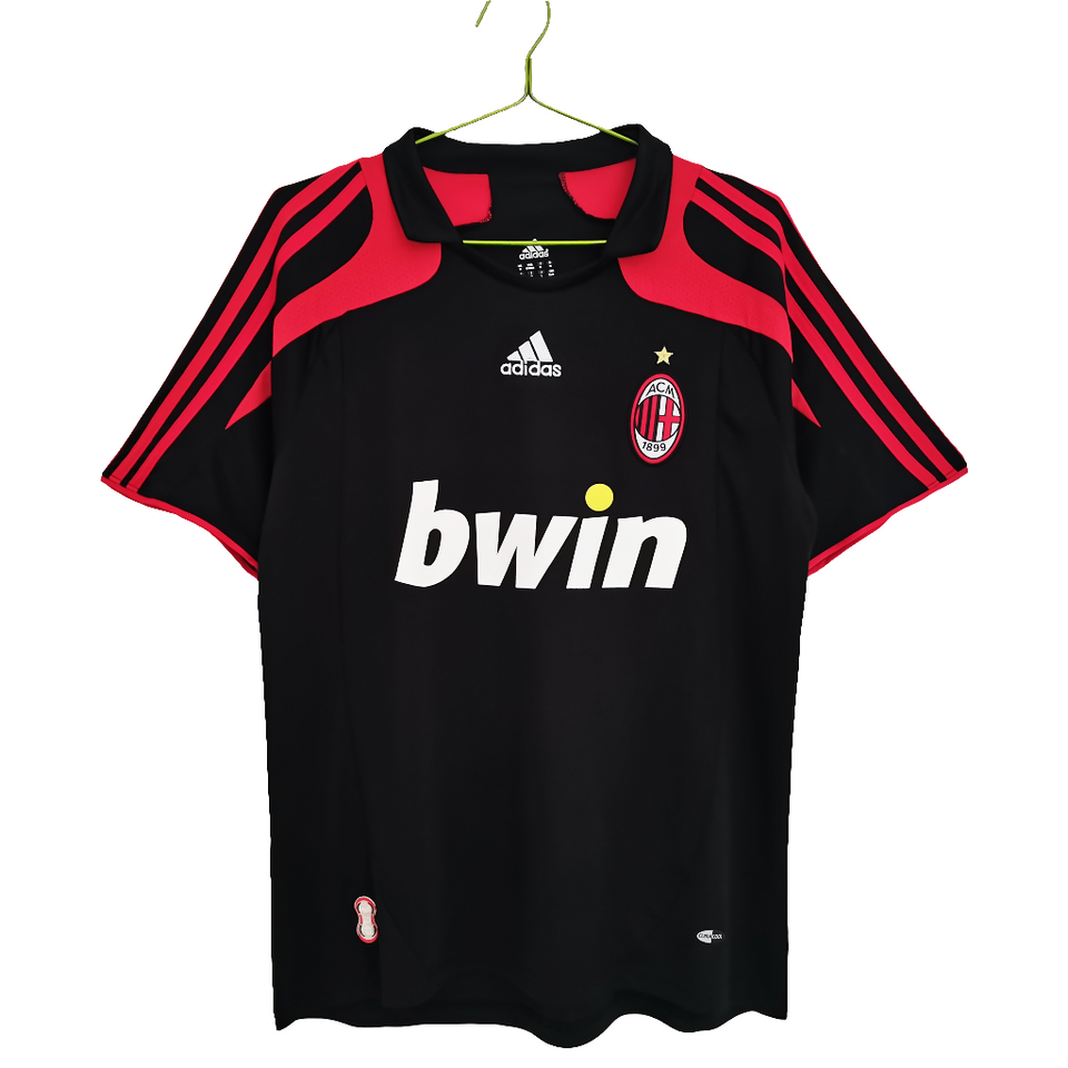 Camisa Ac Milan 2007/08 - Versão Retrô Masculino - Preto e Vermelho