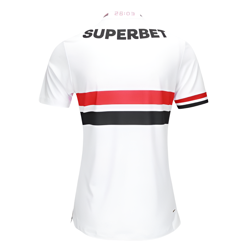 Camisa São Paulo 25/26 Home Torcedor New Balance Feminina - Branco+Vermelho