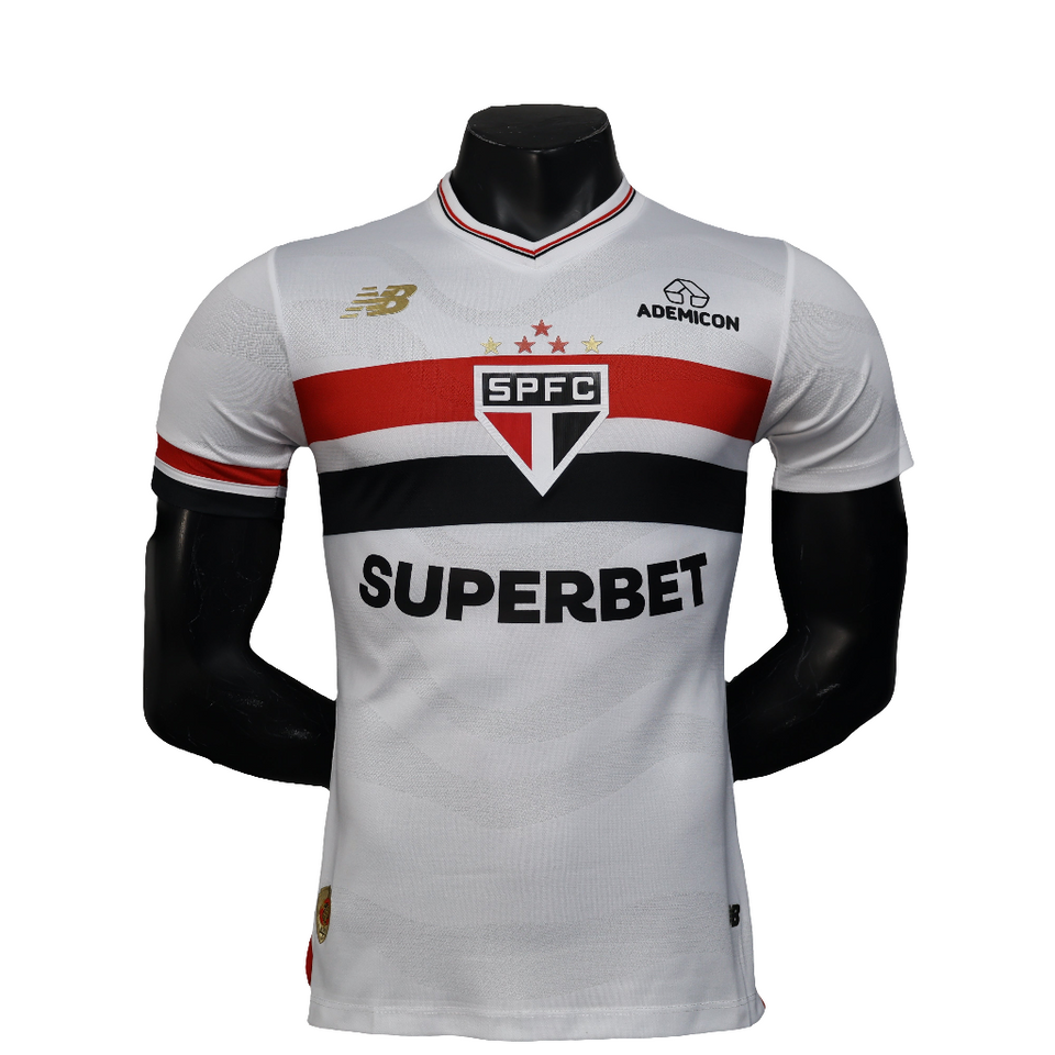 Camisa São Paulo 25/26 Home Versão jogador - New Balance Masculina - Braco + Vermelho
