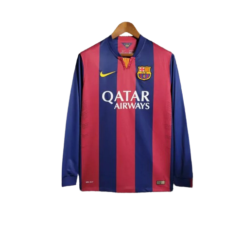 Camisa Barcelona 14/15 Home Manga Longa - Retrô Masculina