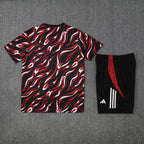 Kit Treino Manchester United 25/26 Masculino - Adidas Vermelho e Preto | Design em Chamas