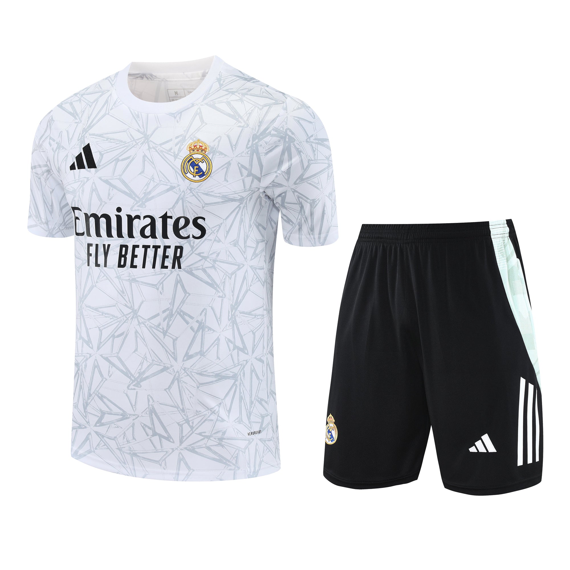 Kit Treino Real Madrid 25/26 Masculino - Adidas Branco com Preto