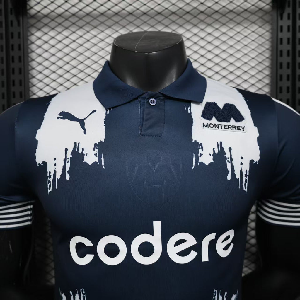 Camisa C.F Monterrey 2025/26 s/n Jogador  Masculina - Azul marinho+Branco