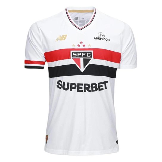 Camisa São Paulo 25/26 Home Torcedor New Balance Masculino - Branco+Vermelho