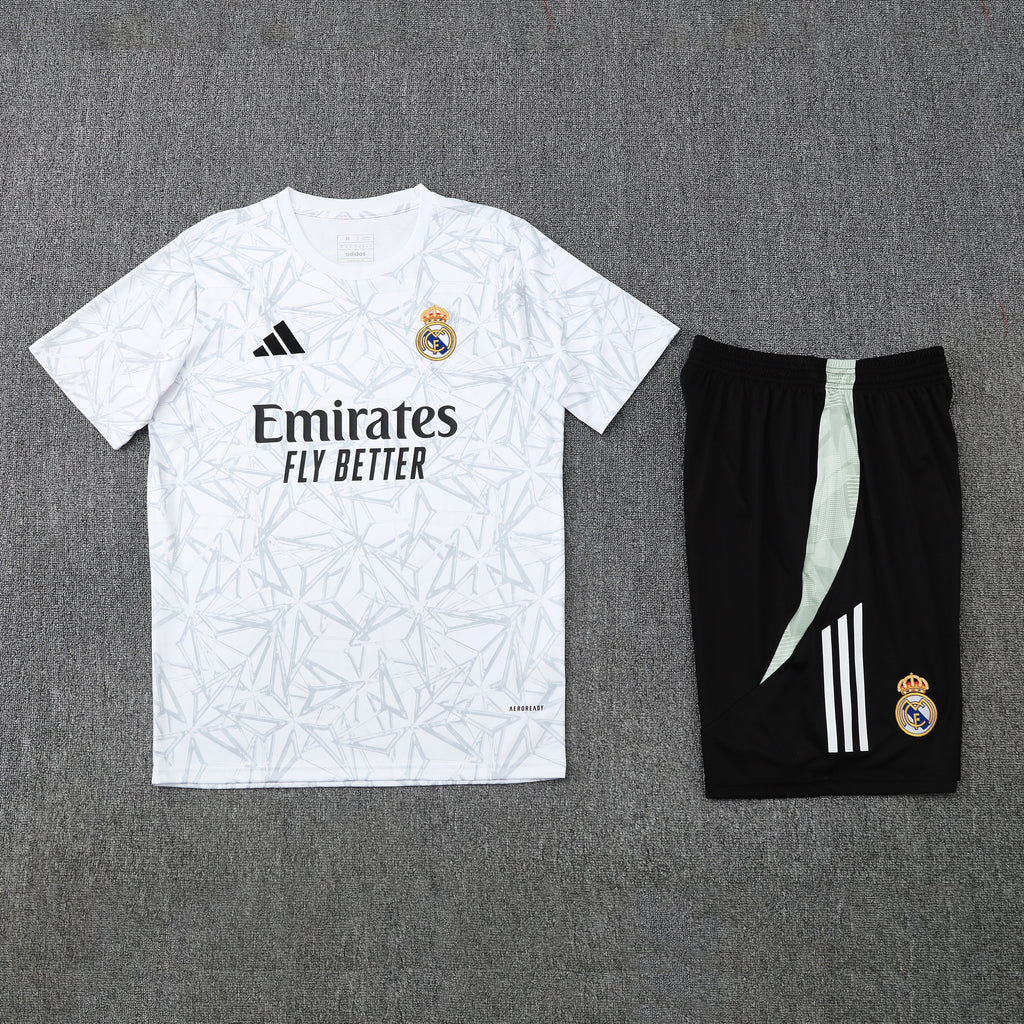 Kit Treino Real Madrid 25/26 Masculino - Adidas Branco com Preto