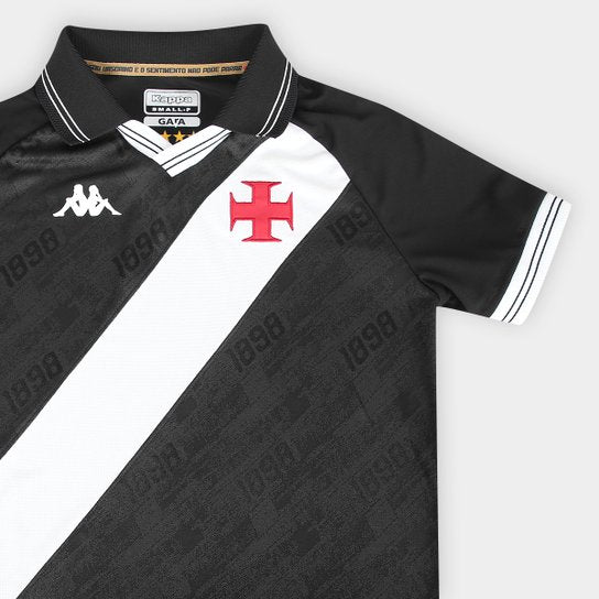 Camisa Vasco I 25/26 s/n Torcedor Kappa Masculino - Preto+Branco