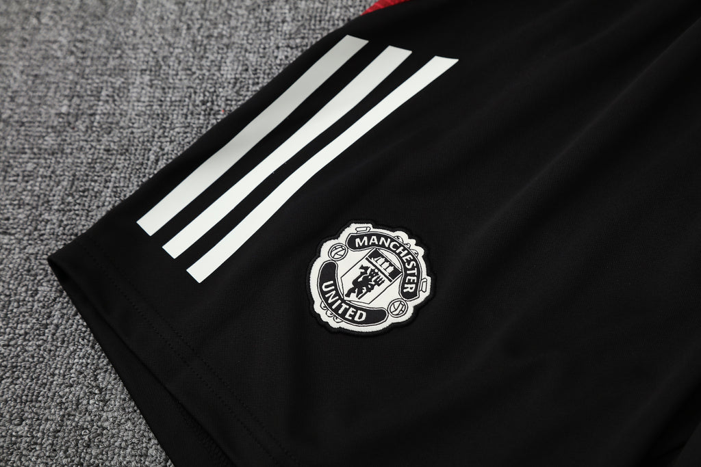 Kit Treino Manchester United 25/26 Masculino - Adidas Vermelho e Preto | Design em Chamas